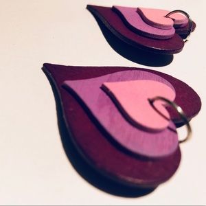 3/$15 Pink Purple Wooden Ombré Layer <3 Earrings